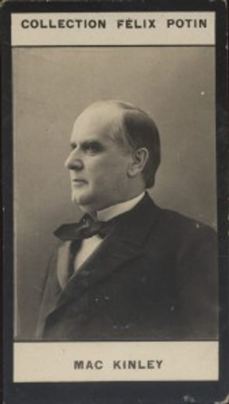 Photographie de la collection Félix Potin (4 x 7,5 cm) représentant : William Mac Kinley - Président des Etats-Unis.. MAC KINLEY (William) 