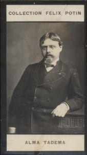 Photographie de la collection F&eacute;lix Potin (4 x 7,5 cm) repr&eacute;sentant : Alma Tadema, peintre.. TADEMA Alma - (Photo de la 2e collection F&eacute;lix Potin) 