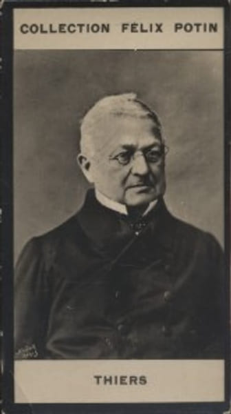 Photographie de la collection F&eacute;lix Potin (4 x 7,5 cm) repr&eacute;sentant : Louis-Adolphie Thiers, homme politique.. THIERS Louis-Adolphe Photo Nadar.