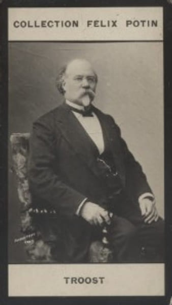 Photographie de la collection F&eacute;lix Potin (4 x 7,5 cm) repr&eacute;sentant : Joseph Troost, chimiste.. TROOST (Joseph) Photo Pierre Petit.