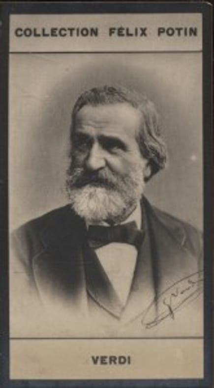 Photographie de la collection Félix Potin (4 x 7,5 cm) représentant : Joseph Verdi, compositeur.. VERDI Giuseppe 