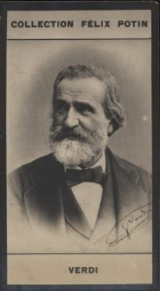 Photographie de la collection F&eacute;lix Potin (4 x 7,5 cm) repr&eacute;sentant : Joseph Verdi, compositeur.. VERDI Giuseppe 