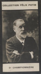 Photographie de la collection Félix Potin (4 x 7,5 cm) représentant : Docteur Just Lucas-Championnière.. LUCAS-CHAMPIONNIERE (Docteur) Photo Pirou.
