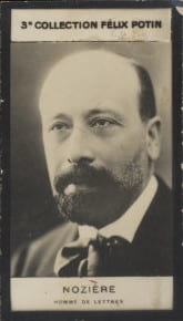 Photographie de la collection Félix Potin (4 x 7,5 cm) représentant : Nozières, homme de lettres.