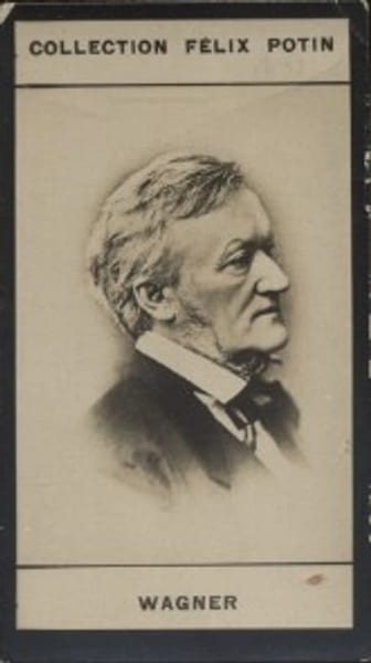 Photographie de la collection F&eacute;lix Potin (4 x 7,5 cm) repr&eacute;sentant : Richard Wagner, compositeur.. WAGNER (Richard) 