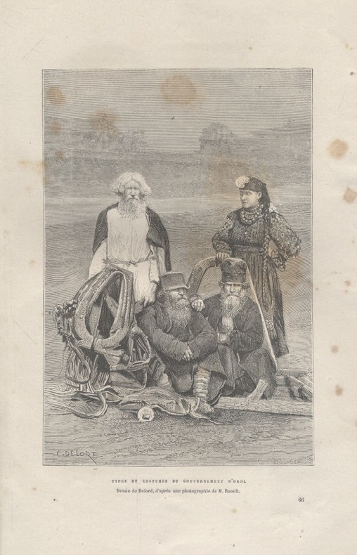 Types et costumes du gouvernement d'Orol. Gravure extraite de la Géographie universelle d'Elisée Reclus.. OROL 