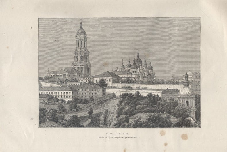 Kiyev, la Lavra. Gravure extraite de la G&eacute;ographie universelle d'Elis&eacute;e Reclus.. KIYEV (KIEV) 