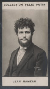 Photographie de la collection F&eacute;lix Potin (4 x 7,5 cm) repr&eacute;sentant : Jean Rameau, homme de lettres.. RAMEAU (Jean) Photo Pierre Petit.