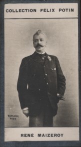 Photographie de la collection Félix Potin (4 x 7,5 cm) représentant : René Maizeroy, homme de lettres.. MAIZEROY (René) Photo Reutlinger.