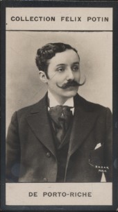 Photographie de la collection Félix Potin (4 x 7,5 cm) représentant : Georges de Porto-Riche, homme de lettres.. PORTO-RICHE (Georges de) Photo Nadar.