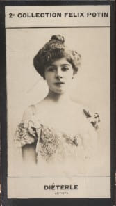 Photographie de la collection F&eacute;lix Potin (4 x 7,5 cm) repr&eacute;sentant : Am&eacute;lie Di&eacute;terle, artiste lyrique.. DIETERLE ( Am&eacute;lie) - (Photo de la 2e ...