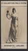 Photographie de la collection Félix Potin (4 x 7,5 cm) représentant : Georgette Leblanc-Maeterlinck, cantatrice et comédienne.. LEBLANC (Georgette) - ...