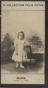 Photographie de la collection F&eacute;lix Potin (4 x 7,5 cm) repr&eacute;sentant : Princesse Marie-Nicola&iuml;evna - Grande Duchesse de Russie.. MARIE (Princesse de ...