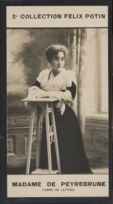 Photographie de la collection F&eacute;lix Potin (4 x 7,5 cm) repr&eacute;sentant : Madame Georges de Peyrebrune, femme de lettres.. PEYREBRUNE Georges de - (Photo ...
