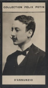Photographie de la collection F&eacute;lix Potin (4 x 7,5 cm) repr&eacute;sentant : Gabriele D'Annunzio, &eacute;crivain.. D'ANNUNZIO (Gabriele) 