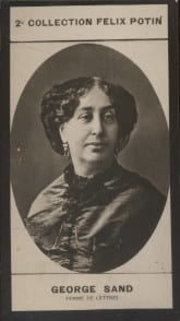 Photographie de la collection F&eacute;lix Potin (4 x 7,5 cm) repr&eacute;sentant : Aurore Dupin dite George Sand, femme de lettres.. SAND George - (Photo de la 2e ...