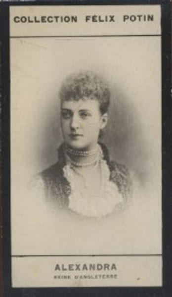 Photographie de la collection F&eacute;lix Potin (4 x 7,5 cm) repr&eacute;sentant : Alexandra - Reine d'Angleterre. ALEXANDRA - Reine d'Angleterre 