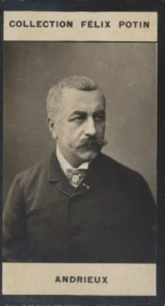 Photographie de la collection F&eacute;lix Potin (4 x 7,5 cm) repr&eacute;sentant : Andrieux, homme politique.. ANDRIEUX Photo Eug&egrave;ne Pirou.