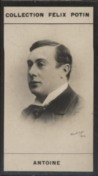 Photographie de la collection F&eacute;lix Potin (4 x 7,5 cm) repr&eacute;sentant : Andr&eacute; Antoine, com&eacute;dien. Fondateur du th&eacute;&acirc;tre libre.. ANTOINE (Andr&eacute;) Photo ...