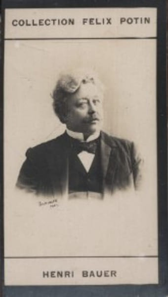 Photographie de la collection F&eacute;lix Potin (4 x 7,5 cm) repr&eacute;sentant : Henri Bauer, homme de lettres.. BAUER (Henri) Photo Reutlinger.