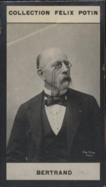 Photographie de la collection F&eacute;lix Potin (4 x 7,5 cm) repr&eacute;sentant : Joseph Bertrand, math&eacute;maticien.. BERTRAND (Joseph) - (Photo de la 2e collection ...