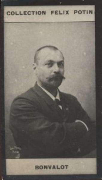 Photographie de la collection F&eacute;lix Potin (4 x 7,5 cm) repr&eacute;sentant : Gabriel Bonvalot (explorateur).. BONVALOT (Gabriel) Photo Eug&egrave;ne Pirou.