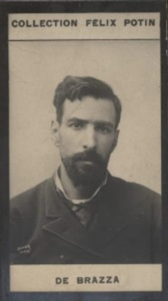 Photographie de la collection F&eacute;lix Potin (4 x 7,5 cm) repr&eacute;sentant : Savorgnan de Brazza, explorateur.. BRAZZA (Pierre-Savorgnan de) Photo Boyer.