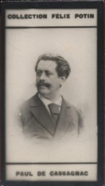 Photographie de la collection F&eacute;lix Potin (4 x 7,5 cm) repr&eacute;sentant : Paul de Cassagnac, journaliste et homme politique.. CASSAGNAC (Paul de) 