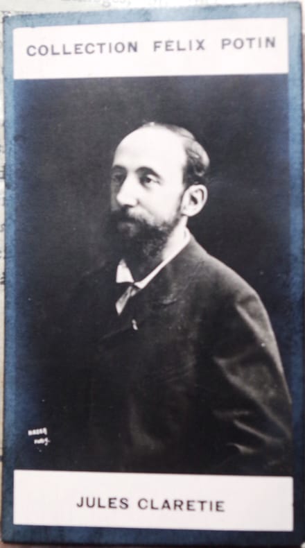 Photographie de la collection Félix Potin (4 x 7,5 cm) représentant : Jules Clarétie, homme de lettres.. CLARETIE (Jules) Photo Nadar.