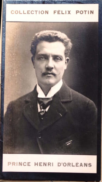 Photographie de la collection F&eacute;lix Potin (4 x 7,5 cm) repr&eacute;sentant : Prince Henri d'Orl&eacute;ans.. HENRI D'ORLEANS Photo Nadar.