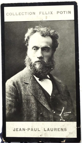 Photographie de la collection F&eacute;lix Potin (4 x 7,5 cm) repr&eacute;sentant : Jean-Paul Laurens, peintre.. LAURENS (Jean-Paul) Photo Nadar.