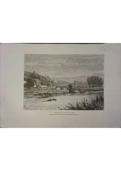 Entr&eacute;e de la vall&eacute;e de la Lesse. Gravure extraite de la G&eacute;ographie universelle d'Elis&eacute;e Reclus.. LESSE 