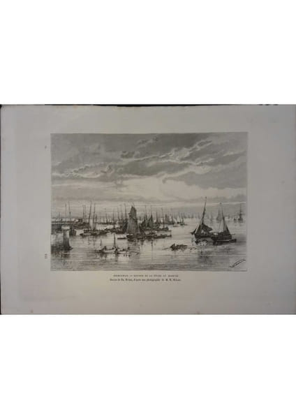 Stornoway. Retour de la p&ecirc;che au hareng. Gravure extraite de la G&eacute;ographie universelle d'Elis&eacute;e Reclus.. STORNOWAY 