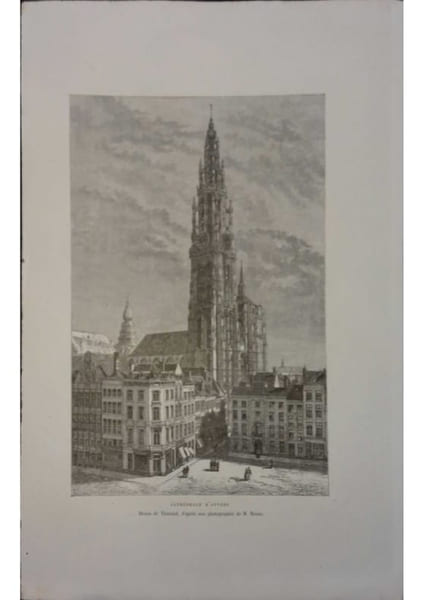 Cath&eacute;drale d'Anvers. Gravure extraite de la G&eacute;ographie universelle d'Elis&eacute;e Reclus.. ANVERS 