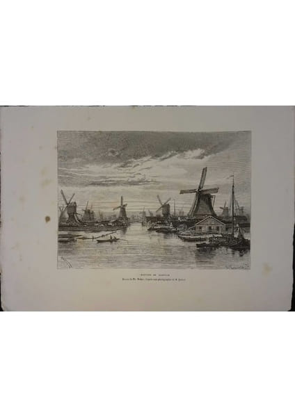 Moulins de Zaandam. Gravure extraite de la G&eacute;ographie universelle d'Elis&eacute;e Reclus.. ZAANDAM 