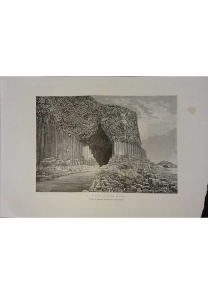Ile de Staffa. Grotte de Fingal. Gravure extraite de la G&eacute;ographie universelle d'Elis&eacute;e Reclus.. STAFFA 