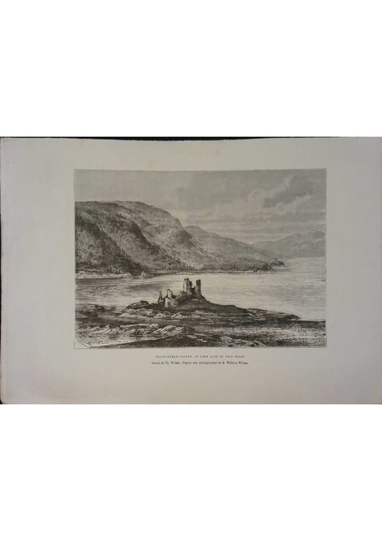 Eilan-Donan-Castle. Loch Alsh et Loch Duich. Gravure extraite de la Géographie universelle d'Elisée Reclus.. ECOSSE 