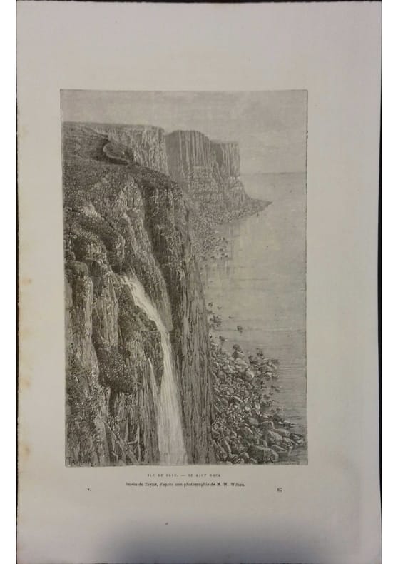 Ile de Skye. Le Kilt Rock. Gravure extraite de la Géographie universelle d'Elisée Reclus.. ECOSSE 