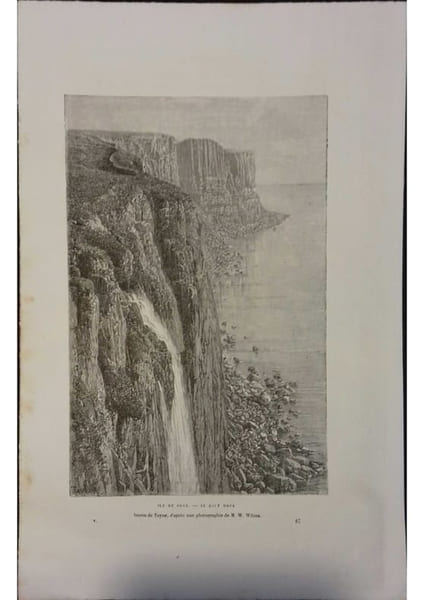 Ile de Skye. Le Kilt Rock. Gravure extraite de la G&eacute;ographie universelle d'Elis&eacute;e Reclus.. ECOSSE 