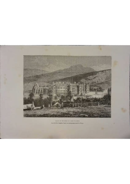 Palais de Holyrood et si&egrave;ge d'Arthur. Gravure extraite de la G&eacute;ographie universelle d'Elis&eacute;e Reclus.. EDIMBOURG 