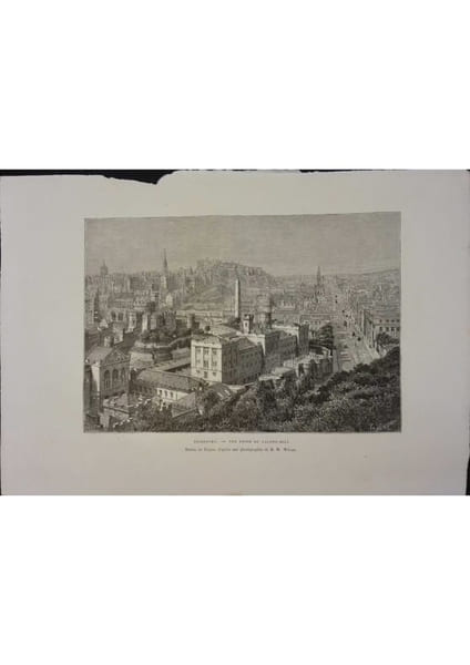 Edimbourg. Vue prise de Calton-IIill. Gravure extraite de la G&eacute;ographie universelle d'Elis&eacute;e Reclus.. EDIMBOURG 