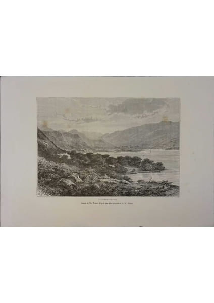 Le Derwentwater. Gravure extraite de la G&eacute;ographie universelle d'Elis&eacute;e Reclus.. DERWENTWATER 