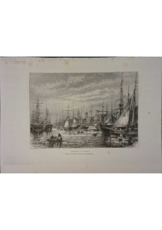 Liverpool. Les Docks. Gravure extraite de la Géographie universelle d'Elisée Reclus.. LIVERPOOL 