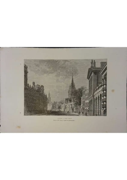 Oxford. High Street. Gravure extraite de la G&eacute;ographie universelle d'Elis&eacute;e Reclus.. OXFORD 