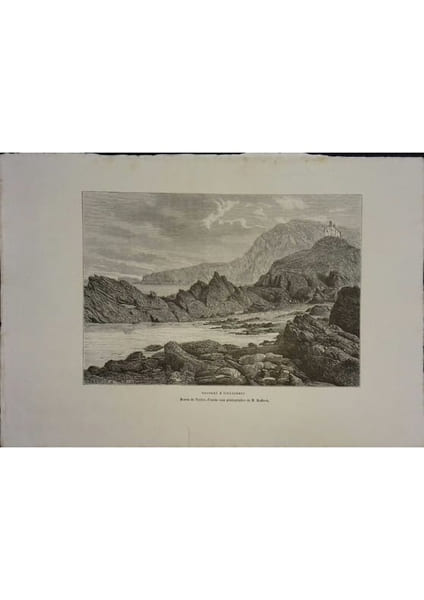 Rochers d'Ilfracombe. Gravure extraite de la G&eacute;ographie universelle d'Elis&eacute;e Reclus.. DEVON 