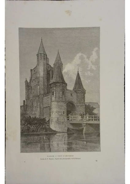 Haarlem. Porte d'Amsterdam. Gravure extraite de la G&eacute;ographie universelle d'Elis&eacute;e Reclus.. HAARLEM 