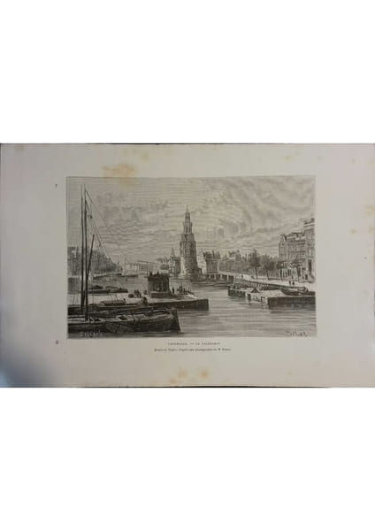 Amsterdam. Le Kalkmarkt. Gravure extraite de la G&eacute;ographie universelle d'Elis&eacute;e Reclus.. AMSTERDAM 