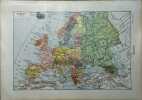 Carte en couleurs de l'Europe. Carte extraite du Larousse universel en 2 volumes.. EUROPE 