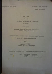 Contribution à l'étude d'une source d'ions H+ à grand débit de type duoplasmatron. Thèse présentée à la faculté des sciences de l'université de Dijon pour obtenir le titre de Docteur de 3 e cycle d'électronique, mention génie électrique.