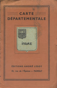 Indre. Carte départementale en couleurs. 100x130 cm. Repliée.